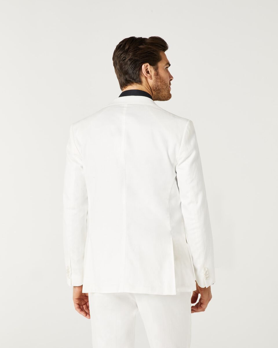 Mens Ivory Relaxed Slim Linen Tailored Suit Jacket